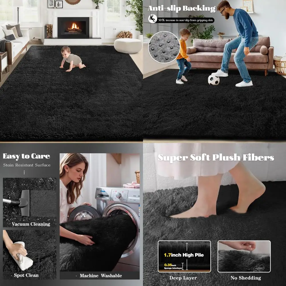 

"Luxurious Plush Shag Area Rug, 8x10 for Living Spaces, Soft and Washable, Ideal for Bedrooms, Nurseries, Playrooms, and Kids' R