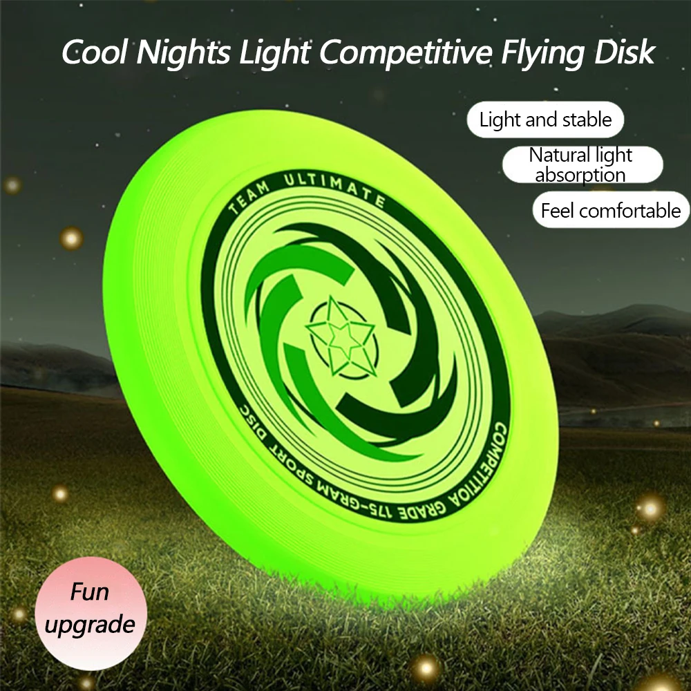 

Nightlight Fluorescence Flying Discs 27cm Ultimate Flying Saucer for Outdoor Sports Beach Camping Game Swivel Discs