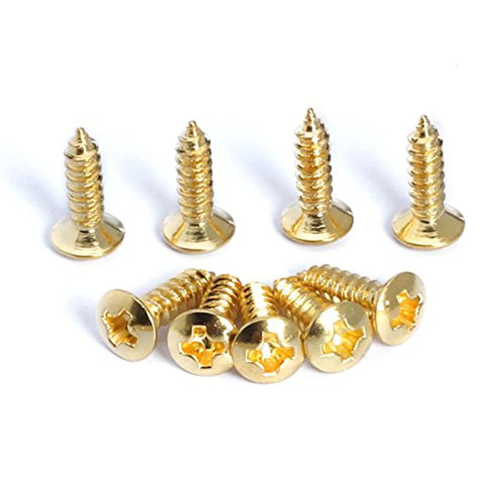 

50pcs Golden Metal Fasteners Guitar Bass Replacement Screws For St Tl Jack Cover Plate Screws For