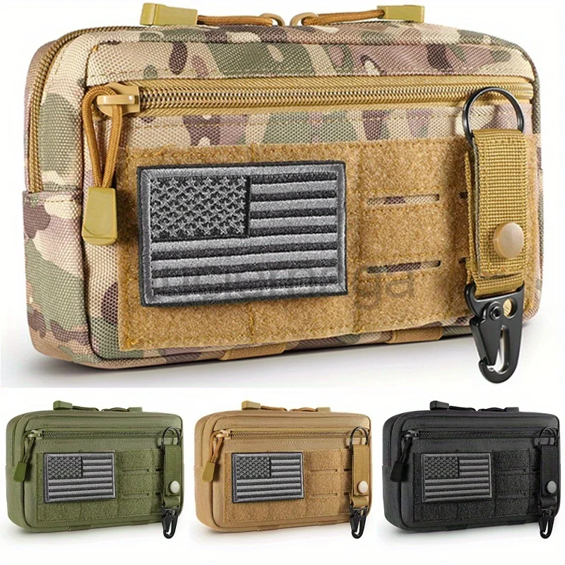 

LUC 1000D Nylon Tactical Molle Bag with USA Flag Patch & Keychain Outdoor Sports Hunting EDC Tools Pack Accessories Modular Bag