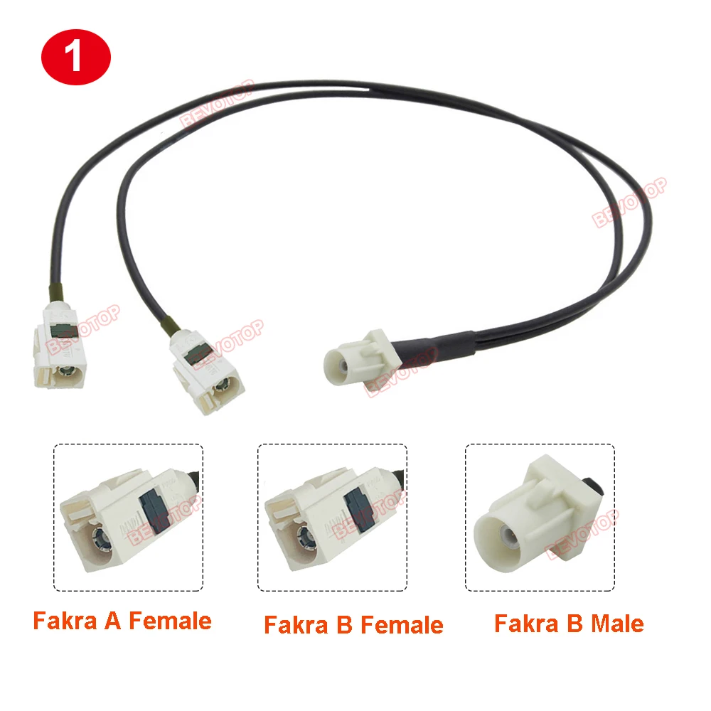 Y Type Fakra Splitter Cable 1xFakra A Male to 2xFakra B Female Straight/ Right Angle Jack RG174 Pigtail Car Wire Harness Jumper