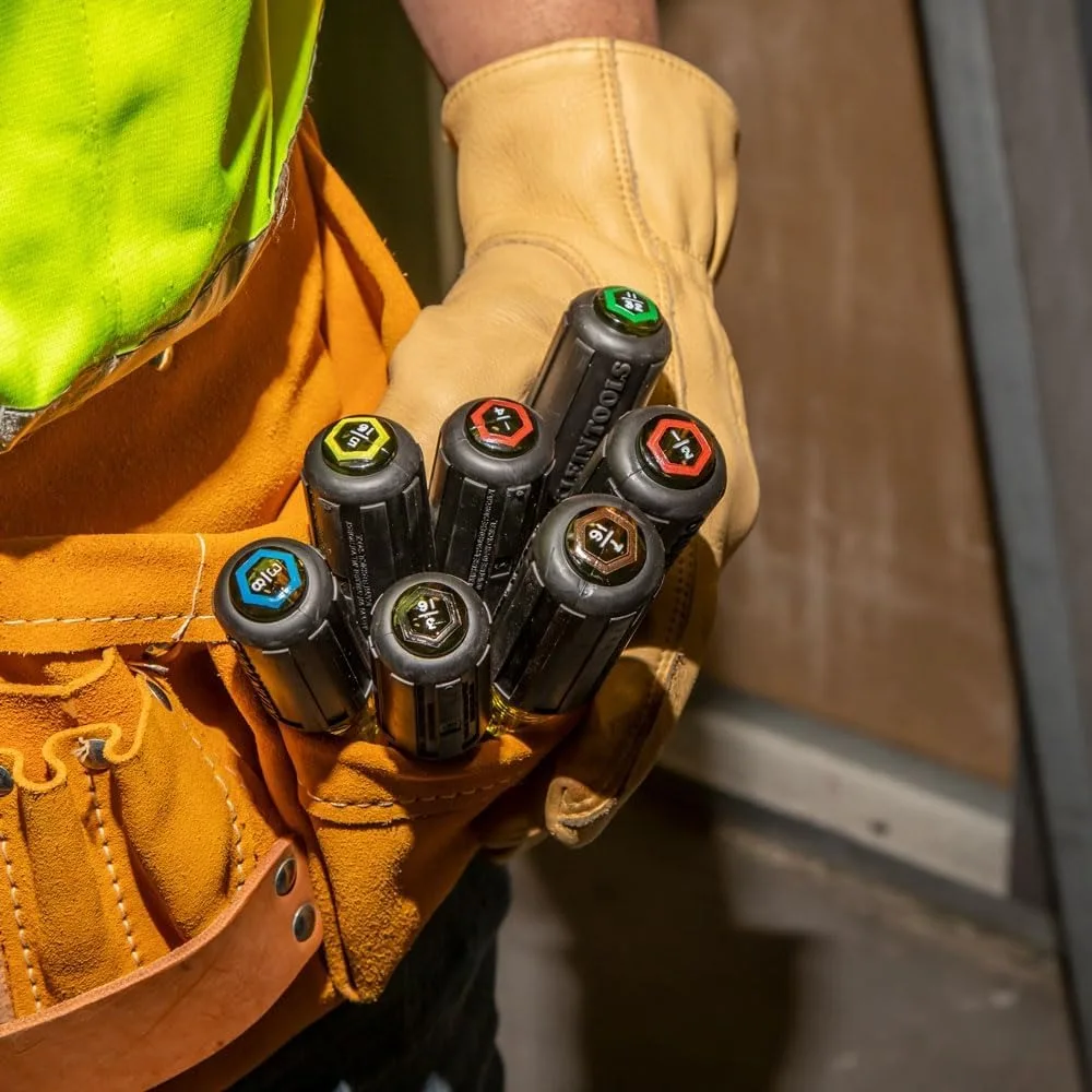 مجموعة مفكات صامولة مصنوعة أمريكية بمقاسات صامولة سداسية 3/16، 1/4، 5/16، 11/32، 3/8، 7/16، و1/2 بوصة على عمود 3 بوصة #3