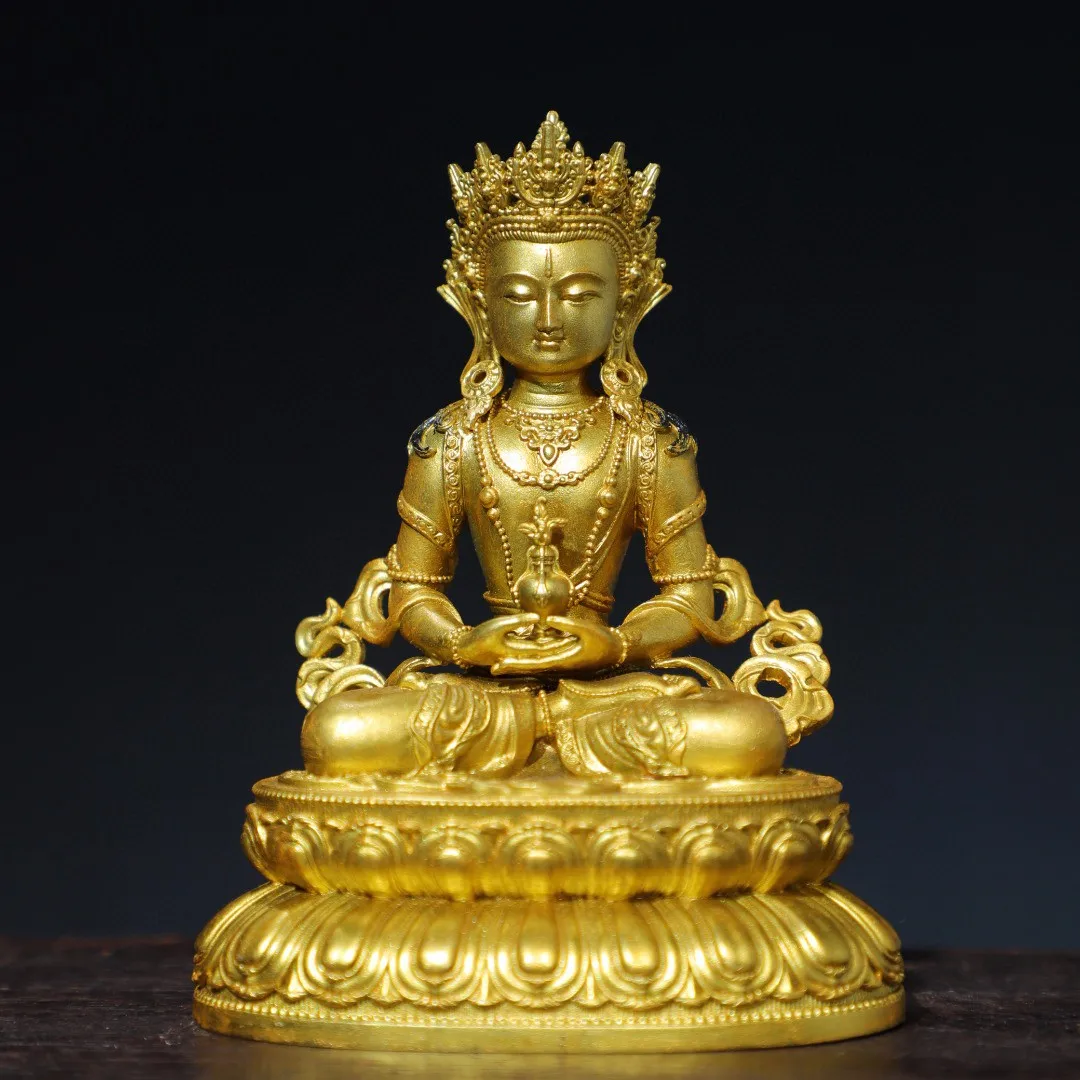 

Tibetan pure copper gilding longevity Buddha Tara Guanyin Bodhisattva Buddha home Buddhist temple ornaments small-sized supplies