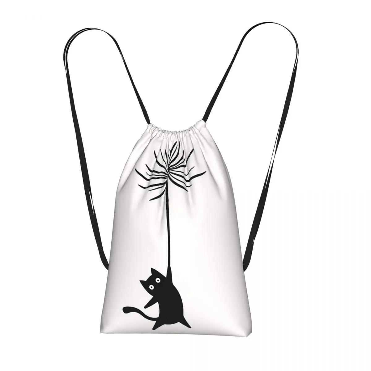 Cat Flies In The Air On A Dandelion Backpacks Multi-function Drawstring Bags Sundries Bag Book Bags for Travel Students