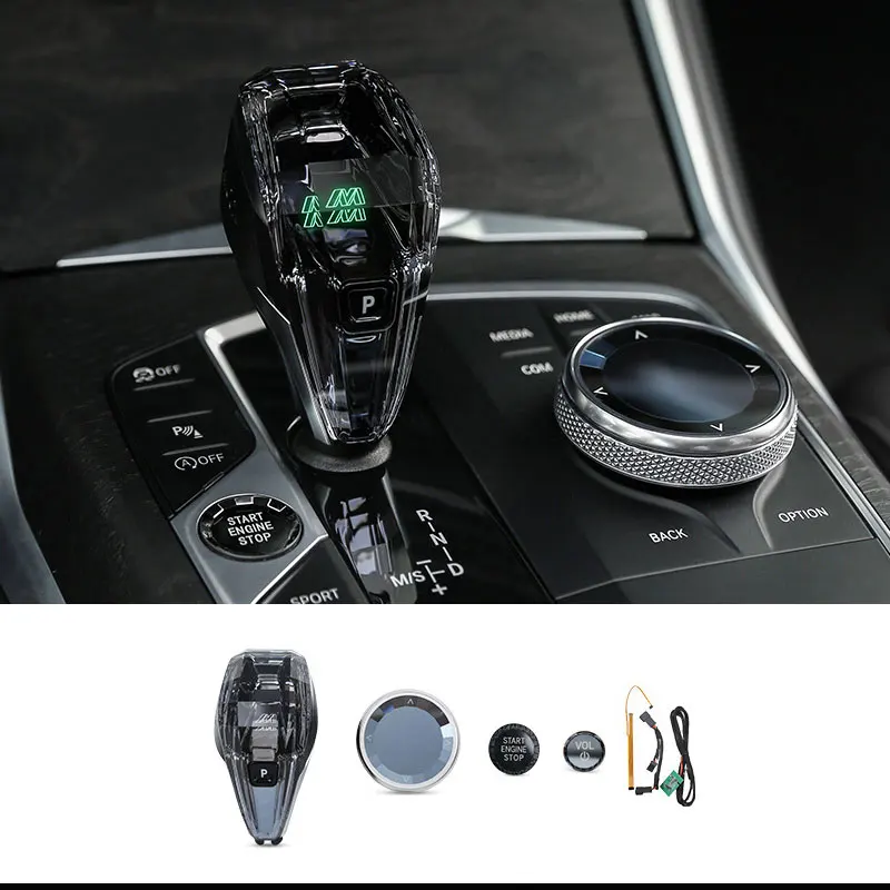 Crystal Gear Shift Knob Lever Headle For BMW 1 2 3 4 8 Series G20 G22 G29 G05 G06 G07 G08 iX3 X3 X5 X6 X7 Z4 Sync Ambient Light