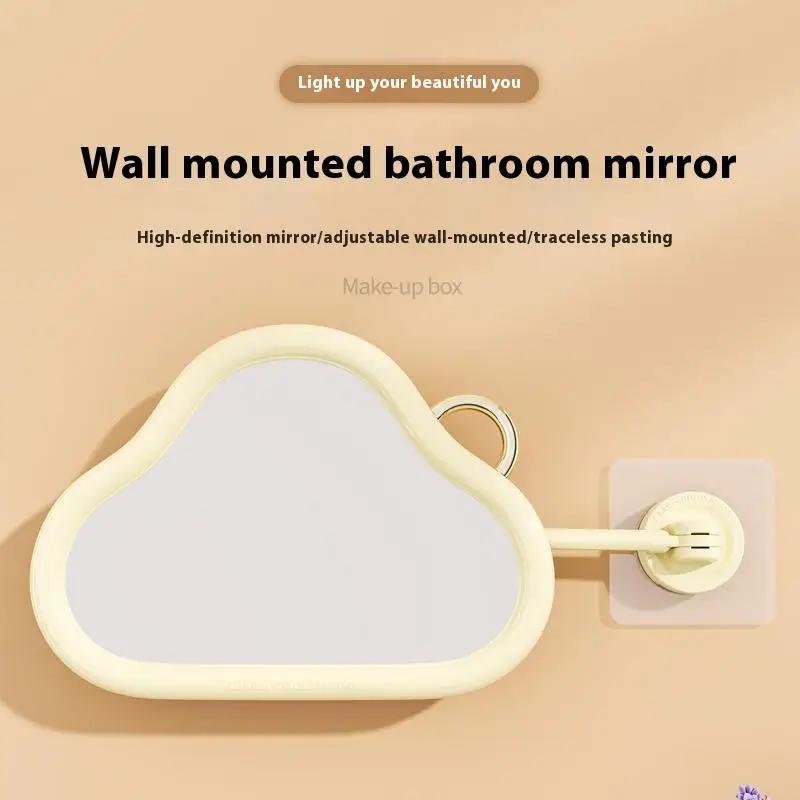 壁掛け折りたたみ式延長アームバスルームミラーバニティミラーシームレスな自己粘着化粧品メイク用ドリルなし