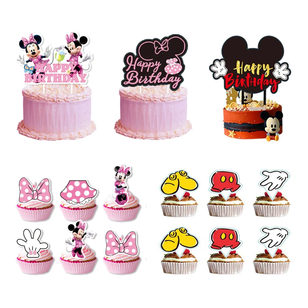 

Minnie Mouse Birthday Party Decoration Mickey Mouse Cake Topper Disney Happy Birthday Party Supplies Baby Shower Kids Favors