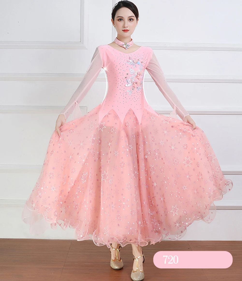 Flower Ballroom Dance Dresses For Women High Quality Stage Costume Practice Wear Floral Flamenco Dresses Exotic Dancewear