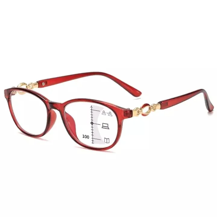 Women Anti-blue Light Glasses Easy To Look Far and Near Progressive Multifocal Reading Glasses Women with Cloth