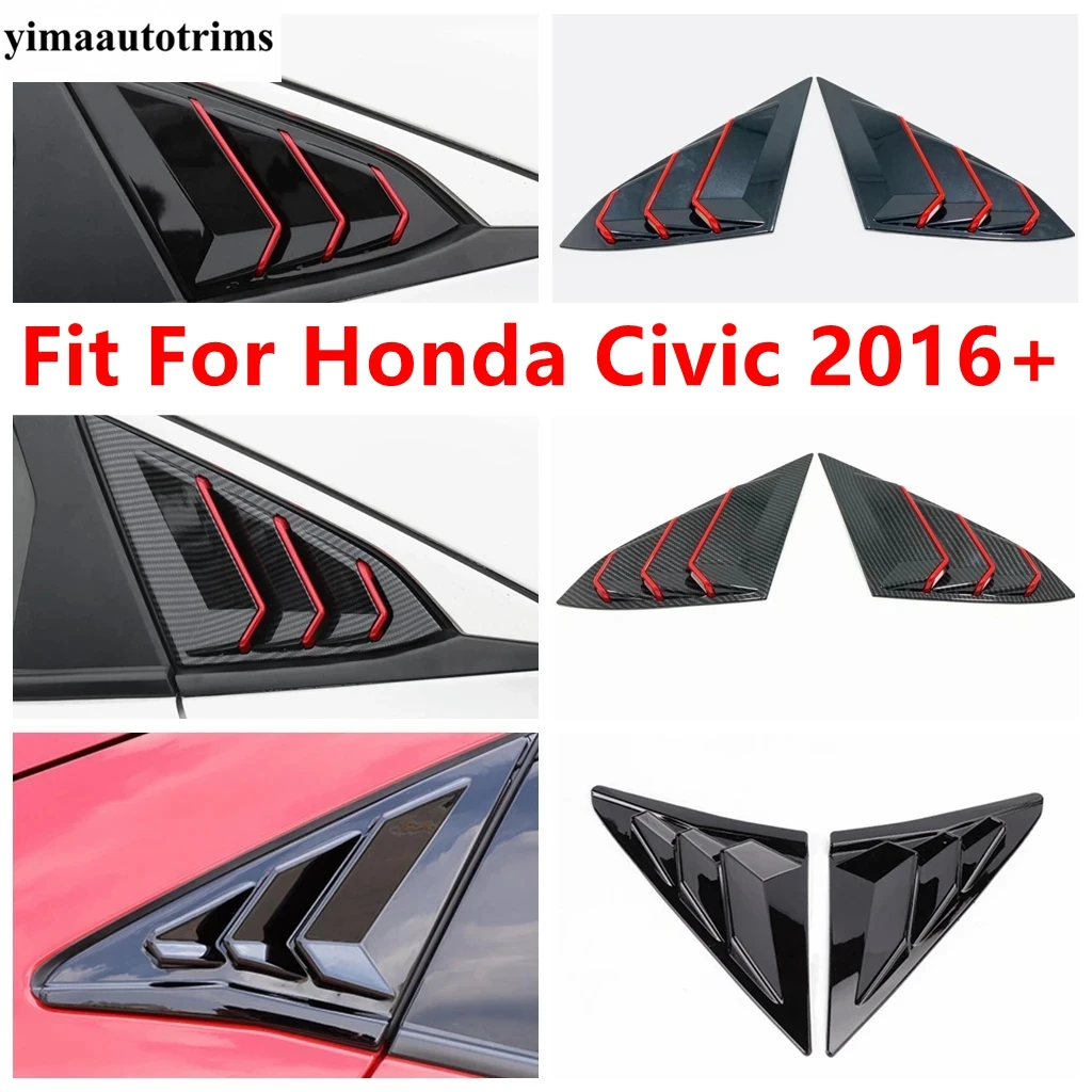 

Rear Side Window Louvers Shutters Sunshade Air Panel Cover Trim For Honda Civic 2016 - 2020 ABS Carbon Fiber / Black Accessories