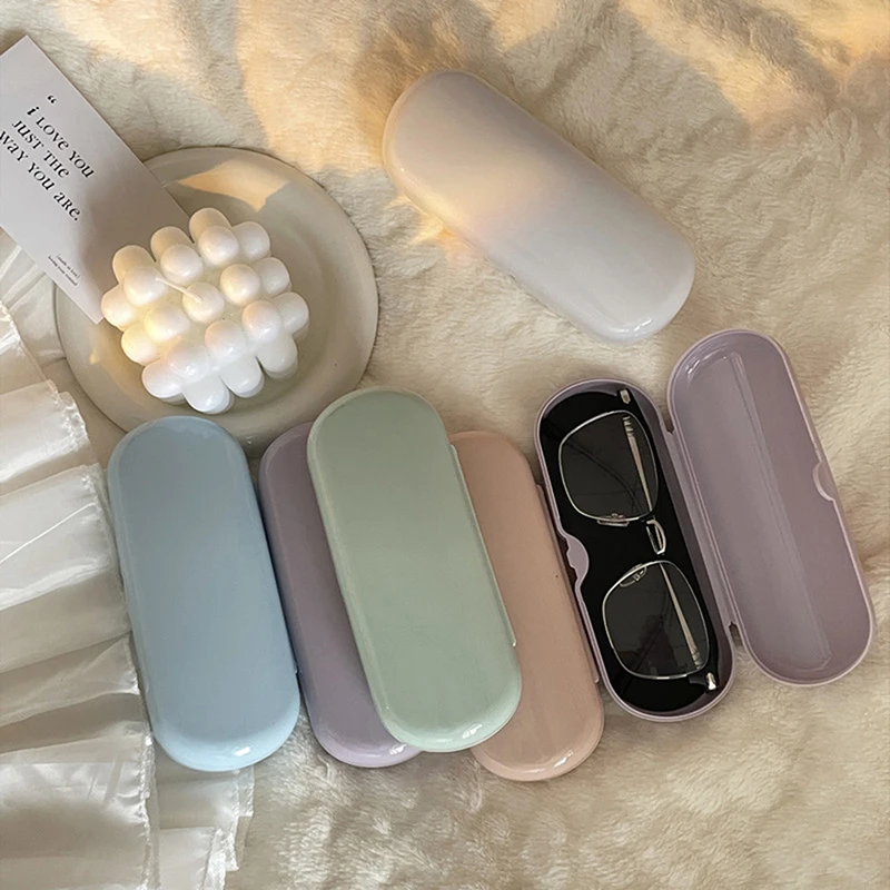 Portable Cream Colored Glasses Case Cute Sunglasses Myopia Glasses Storage Box Travel Student Simple Sunglasses Box Storage Box