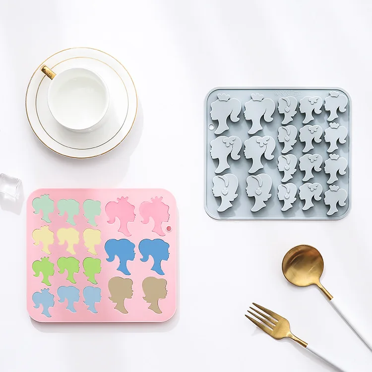 

18-hole 3d Princess Avatar Theme Silicone Mold Ice Cube Fondant Candy Chocolate Cake Mold Cake Decoration Baking Accessories