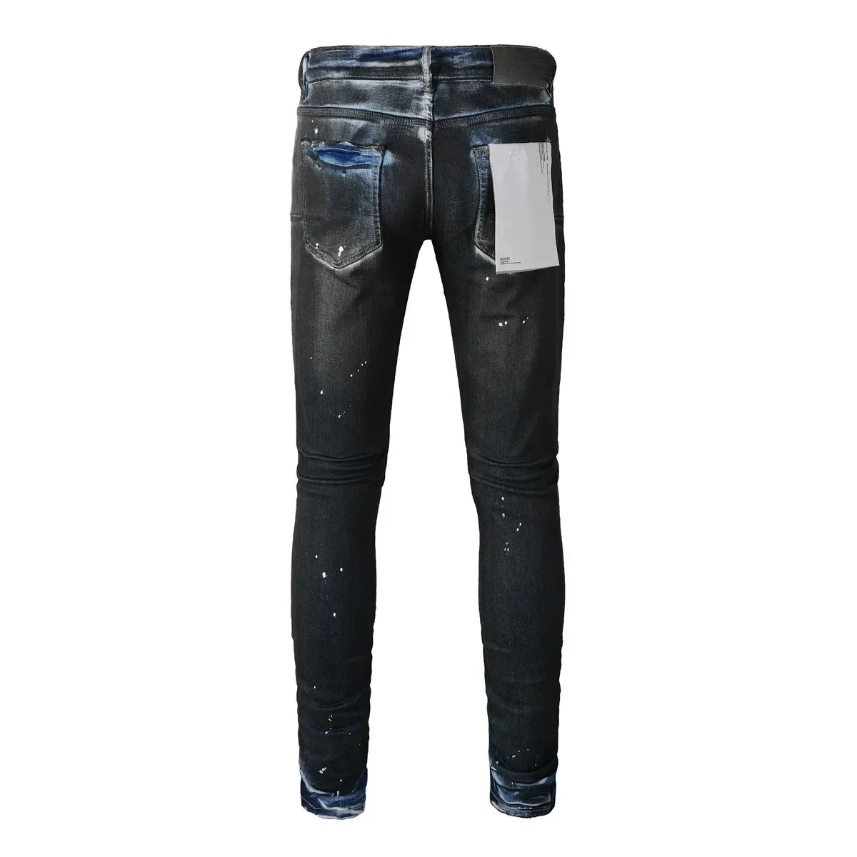 Purples Men Jeans Fashion brands Top Street Heavy Industries Handmade Black Oil Paint Repair Low Rise Skinny Denim pants