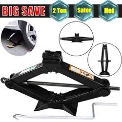 Car Scissor Jack 2T Auto Emergency Crank Lift Stand Labor-Saving Repair Tire Replacement Tool with Handle for Cars SUV Vehicles