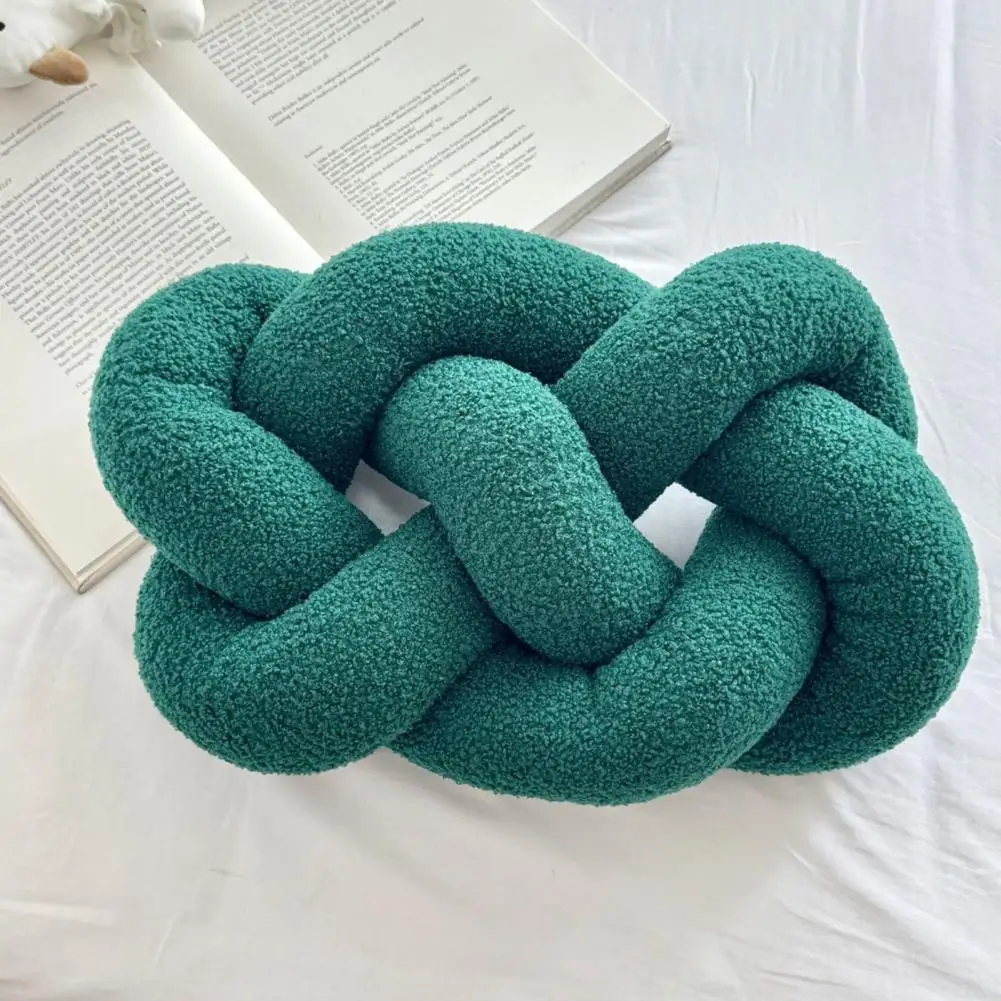 Knitted Pillow for Bedroom Three-dimensional Comfort Pillow Handmade Knitted Knot Pillow Decorative Throw Cushion for Holidays
