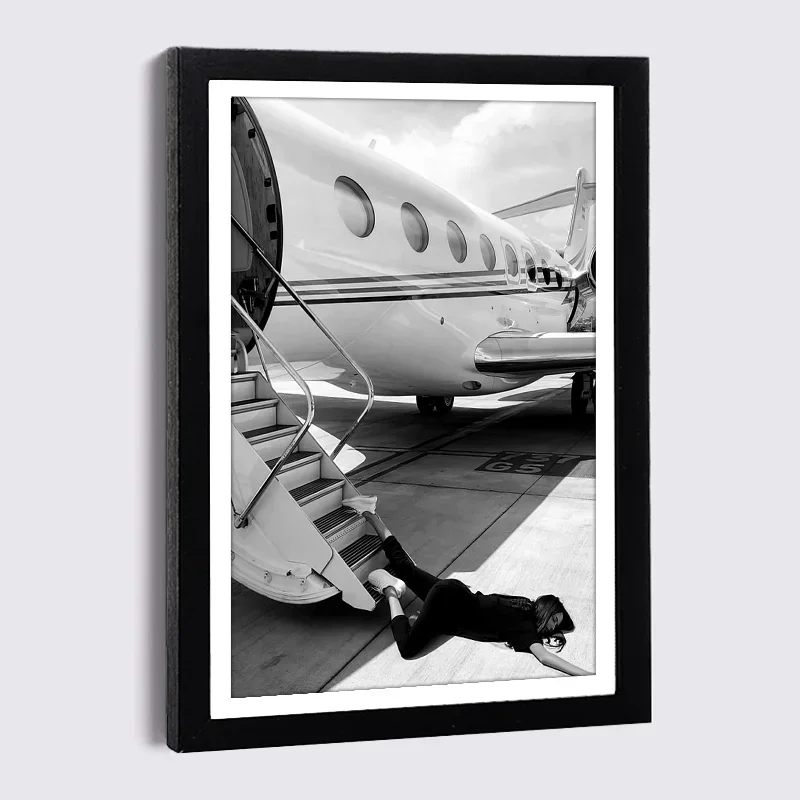 A4 9x13cm 5x7 Photo Frame With Canvas Painting Black White Luxury Fashion Woman Leopard Wine Wall Art Combination Photo Frame