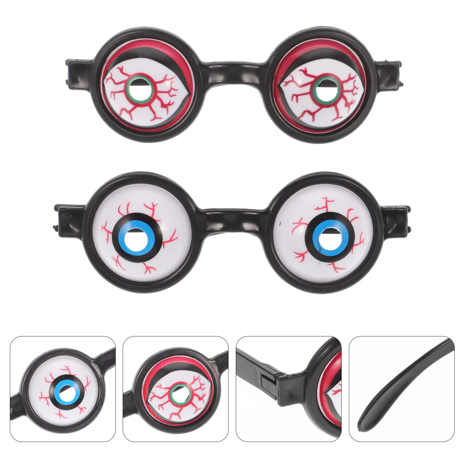 2 шт. очки Googly, мужские солнцезащитные очки, костюм на Хэллоуин, жуткая игрушка для глазного яблока, поляризационные красные детские очки