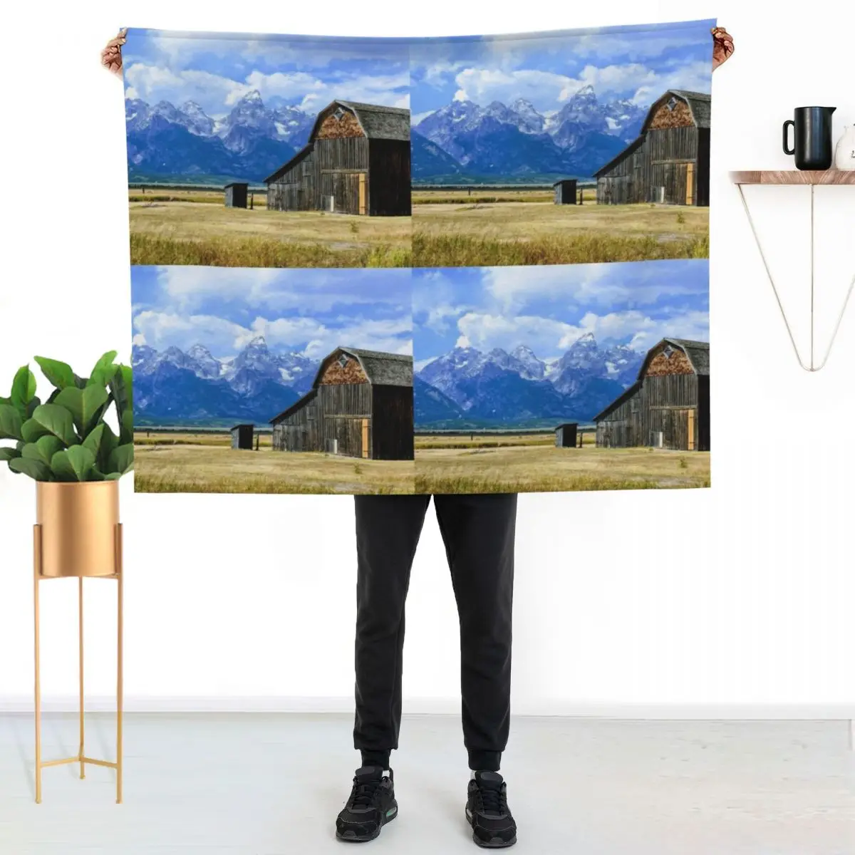 Jackson Hole Grand Tetons Mountains Barn Throw Blanket Blankets For Sofas Hair for babies Hairy Blankets