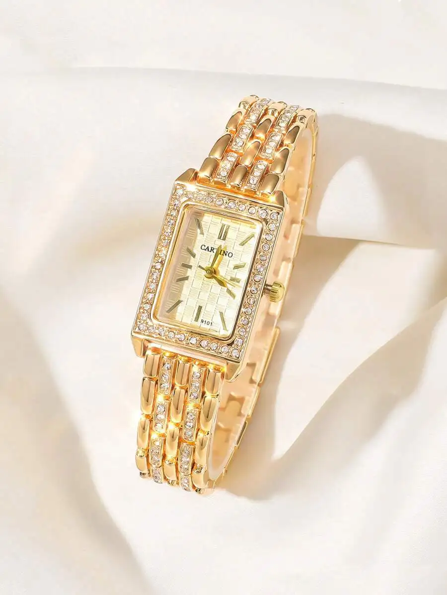 1pc Elegant Fashion Luxury Diamond-Decorated Bracelet Watch For Women, Gift For Birthday, Holiday