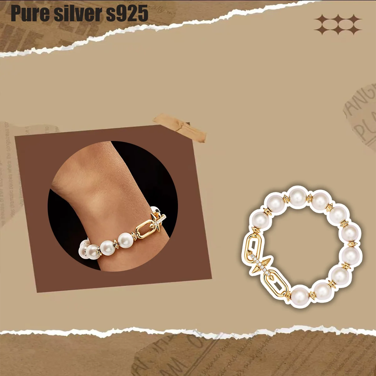 

Pure silver s925 bracelet Vintage temperament pearl necklace, high-end and versatile, suitable for attending banquets