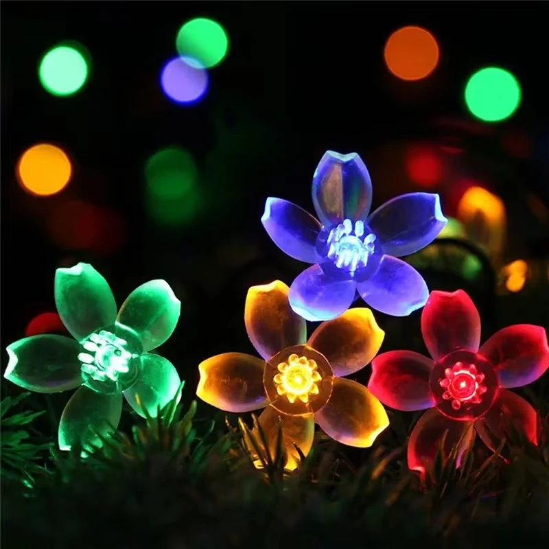 Waterproof Flower Garland LED String Light Solar Garden Lights Outdoor Lighting  For The Street Lawn Patio Decoration Festoon