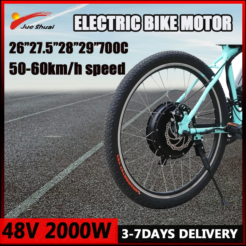 48V 2000W High Speed Motor Ebikes Bruthless Gearless Rear Powerful Hub Motor for Electric Bikes Conversion Kit