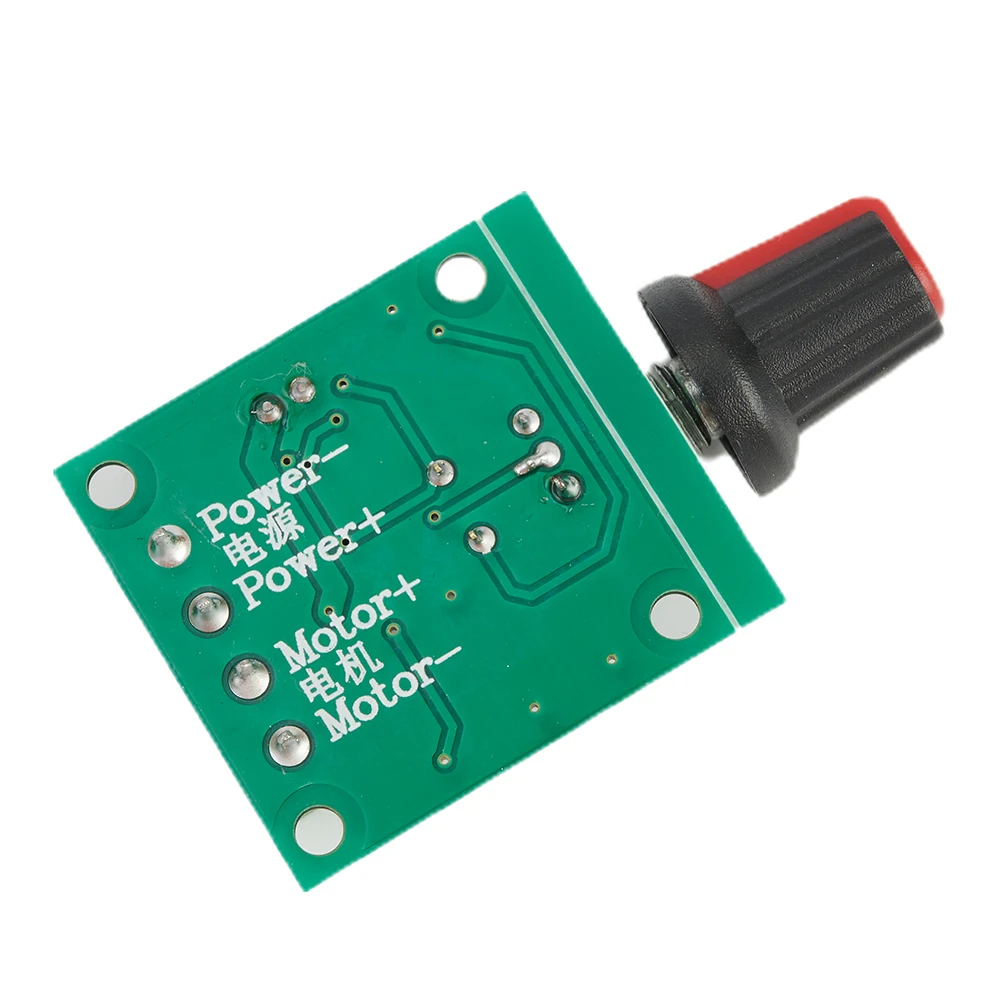 1.8V to 15V Adjustable DC Motor Driver Board with Linear Potentiometer Control and 26x26mm PCB Mounting Footprint