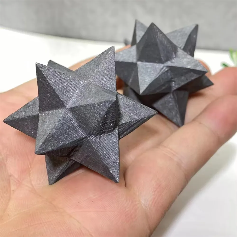 5cm Natural Schungite Stone Merkaba Reiki Crystal Gemstones Minerals Spiritual Ornaments Home Decoration