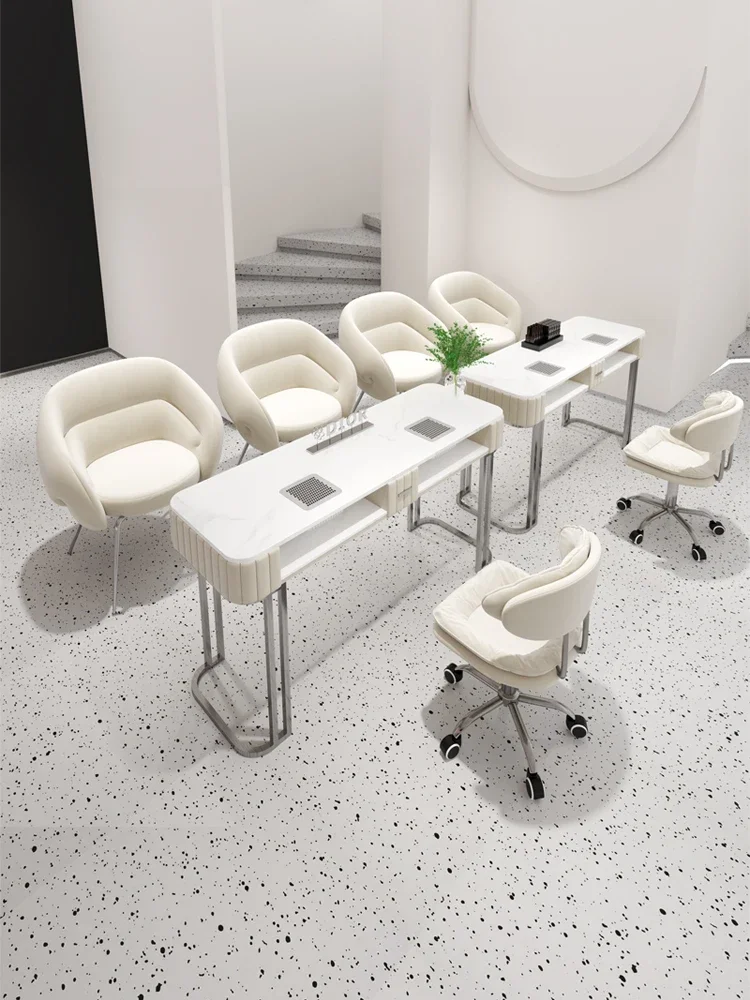 

Professional Vacuum Cleaner Manicure Table Marble Tabletop Nail Table Aesthetictable Mesa De Manicure Salon Furniture