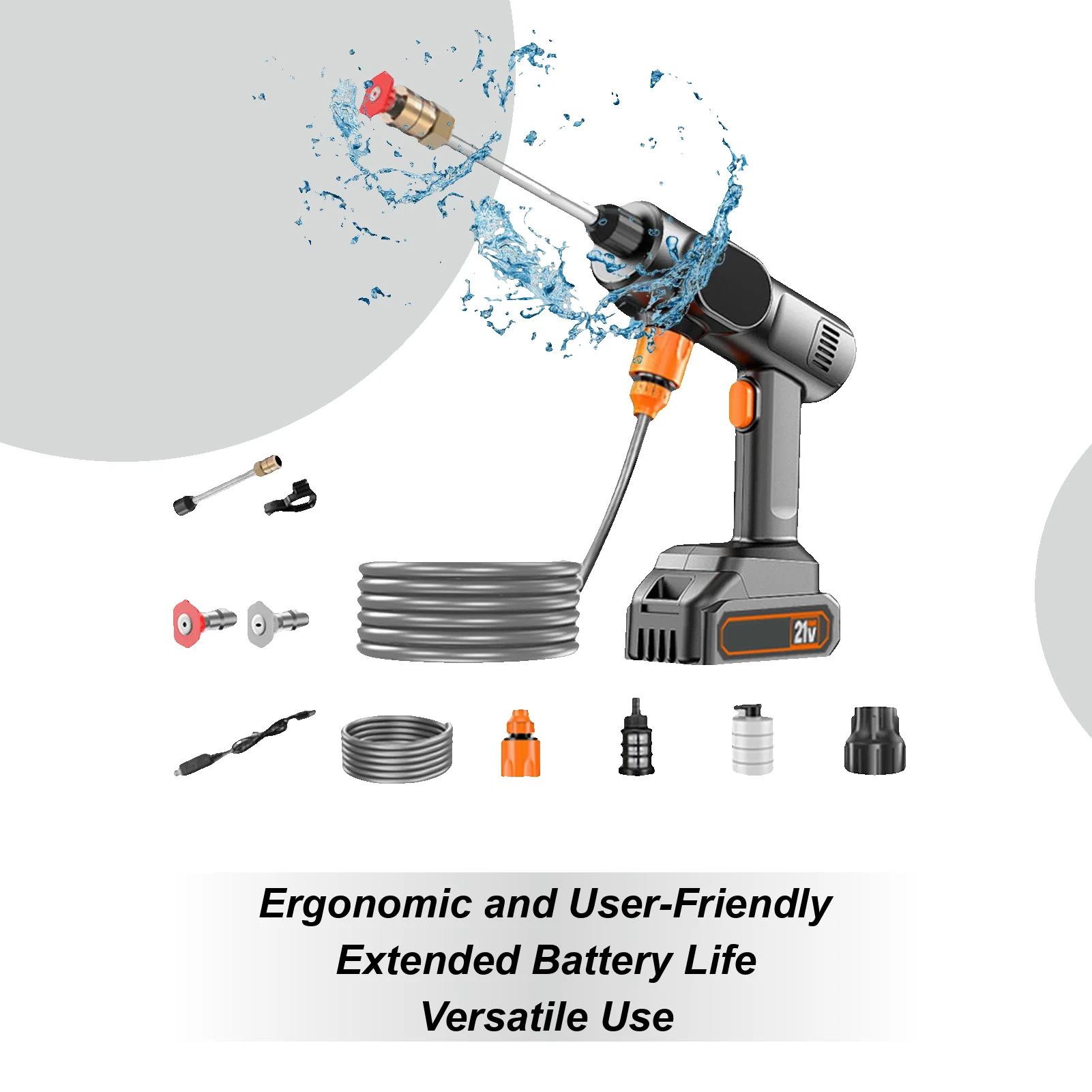 

High Pressure Washer Wash Machine 21V Handheld Cordless Portable Pressure Washer With Nozzle For Home Patio Automotive Driveway