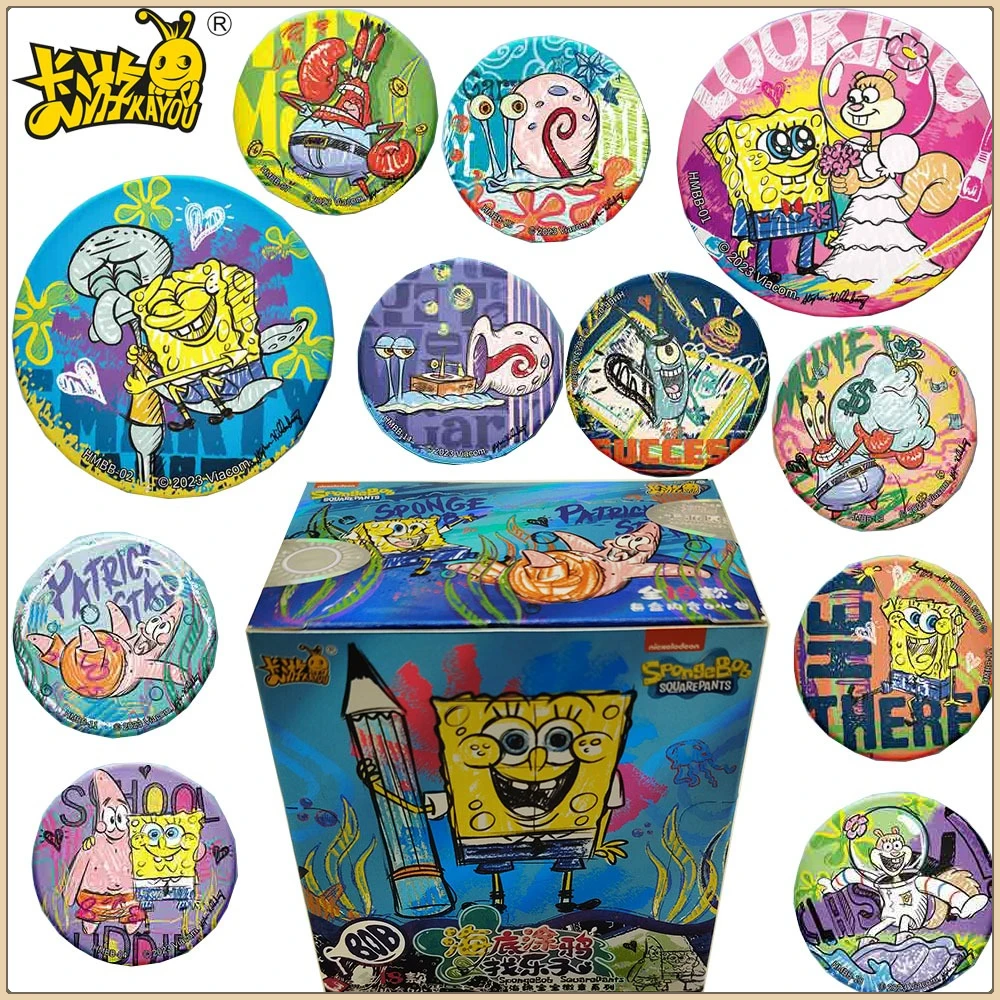 

Kayou Original SpongeBob SquarePants Anime Peripheral Round Badge Cute Cartoon Brooches Custom Jewelry Accessories Fans Gifts