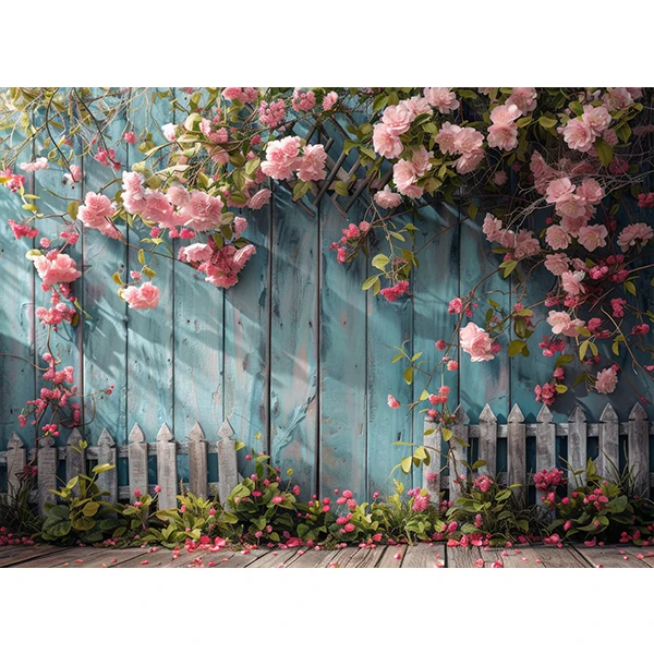 Spring Garden Flowers Fence Photography Backdrop Banner Decoration Portrait Photo Custom Background Wall Home Party Studio Props