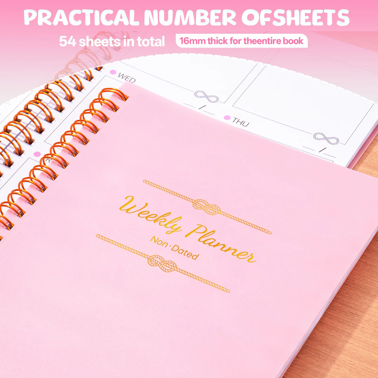 52 Wochen Spiralplaner-Notizbuch, koreanisches Briefpapier mit PP-Abdeckung, 100 g dickes Papier, Schulbedarf, 52 Blatt, Geschenk für Studenten