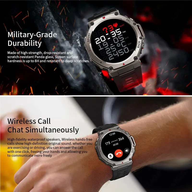 LIGE 5ATM impermeable 500mAh batería de doble banda GPS reloj inteligente 2025 nuevo altímetro brújula BT llamada deportes al aire libre Smartwatch hombres