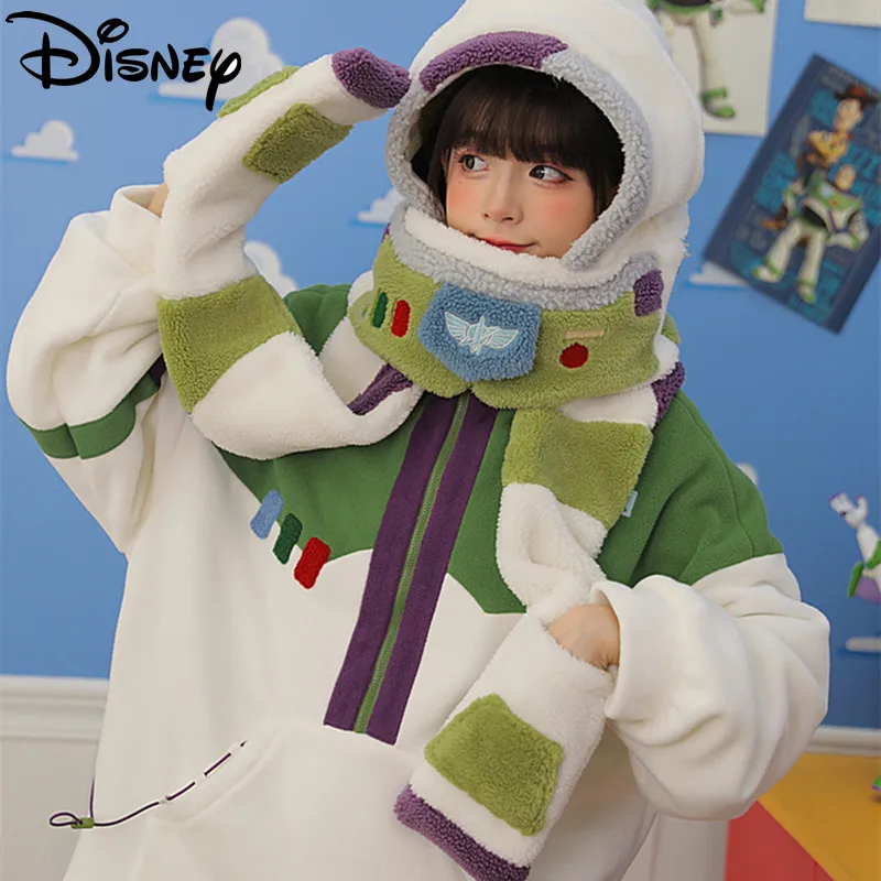 

Disney Toy Story Plush Toys Buzz Lightyear Plush Hat Cartoon Warm Cashmere Three In One Scarf Gloves Dolls Soft Stuffed Kid Gift