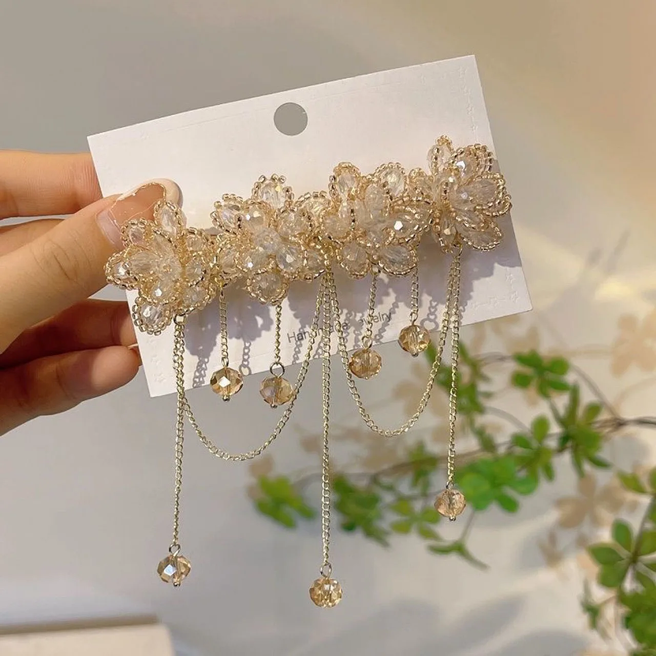 The New Retro crystal tassel rose Flower Hair Claws Crystal Butterfly tassel Spring clips Hairpin Rose Hairgrip Headwear