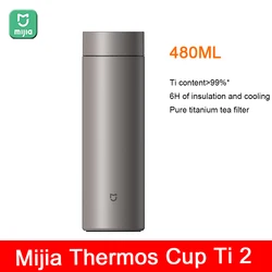 Mijia Thermos Cup Ti 2 TA1 Pure Titanium 480ML Capacity Material 6-hour Keep Warm Medical Material Travel Drink Thermos Cup