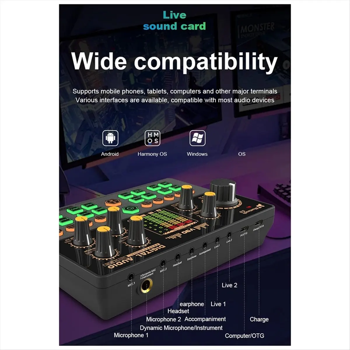 L63A V90 Sound Card Professional Audio Condenser Mic Studio Singing Microphone for Karaoke Podcast Recording Live Streaming