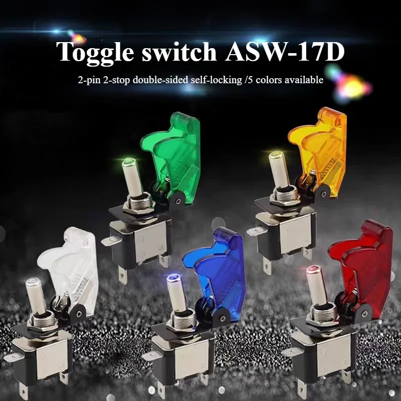 New 20A 12V LED toggle switch Illuminated Toggle Switch Control ON/OFF + Aircraft Missile Style Flip Up Cover XW