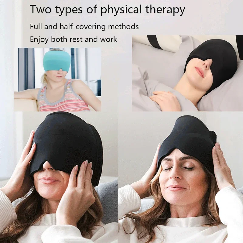 Headache Relief Mask Headache Hat for MigraineTherapy Cap Ice Head Wrap Pack Mask Hot and Cold Headache and Migraine Relief Cap