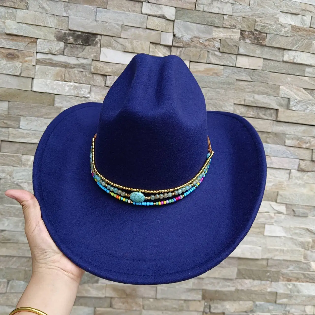 

Cowboy Hat Western Latest Navy Cowboy Hat Men's and Women's Jazz Cowboy Hat with Leather Wide brim Church Sombrero Hombre Hat