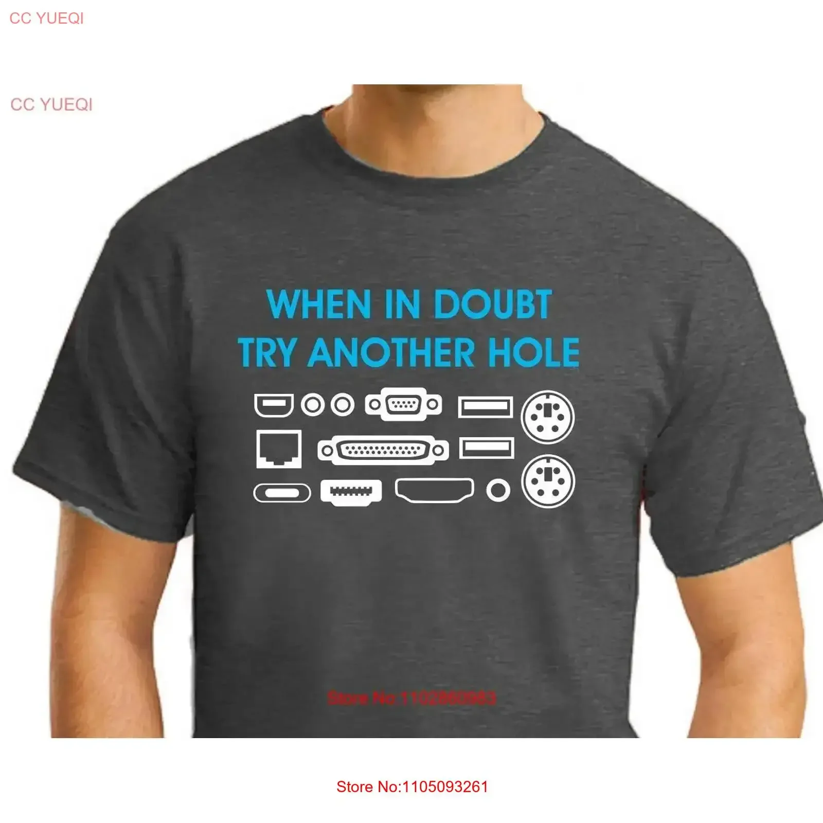 

When In Doubt Try Another Hole T Shirt Men's Small 2XLarge vintage Washed Top For Everyday Wear Unisex Stylish Stretched Soft