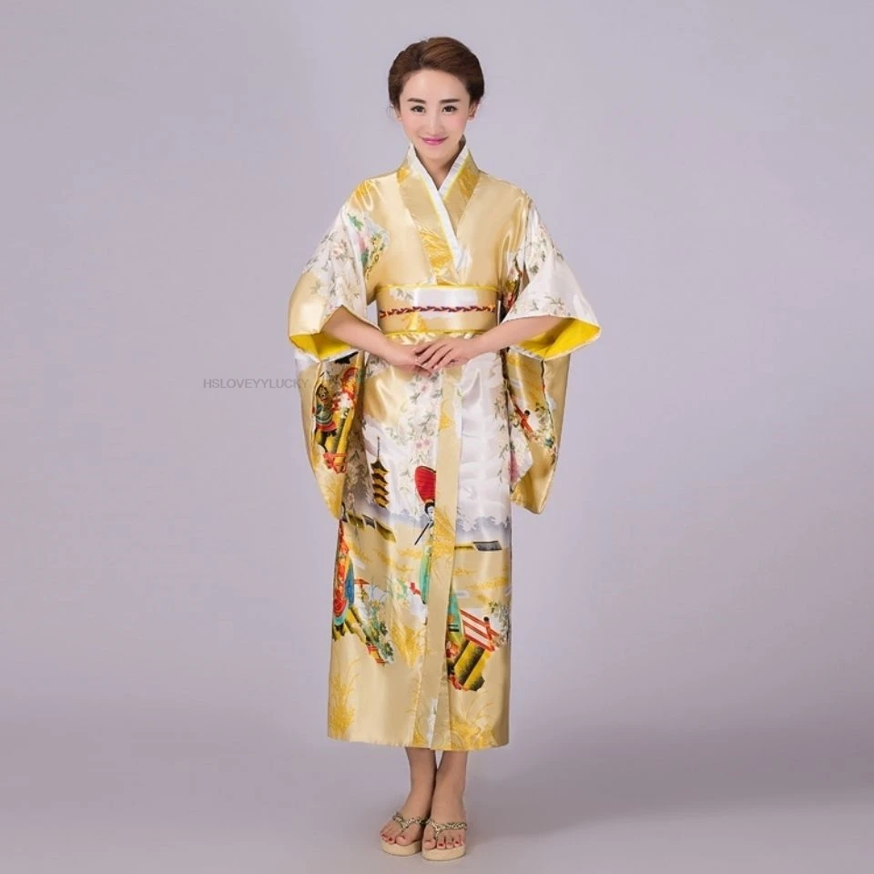 Japanese Dress Tradtional Kimono Women  Vintage Red Geisha Yukata Cosplay Costumes Performance Photoshooting Kimono Dress