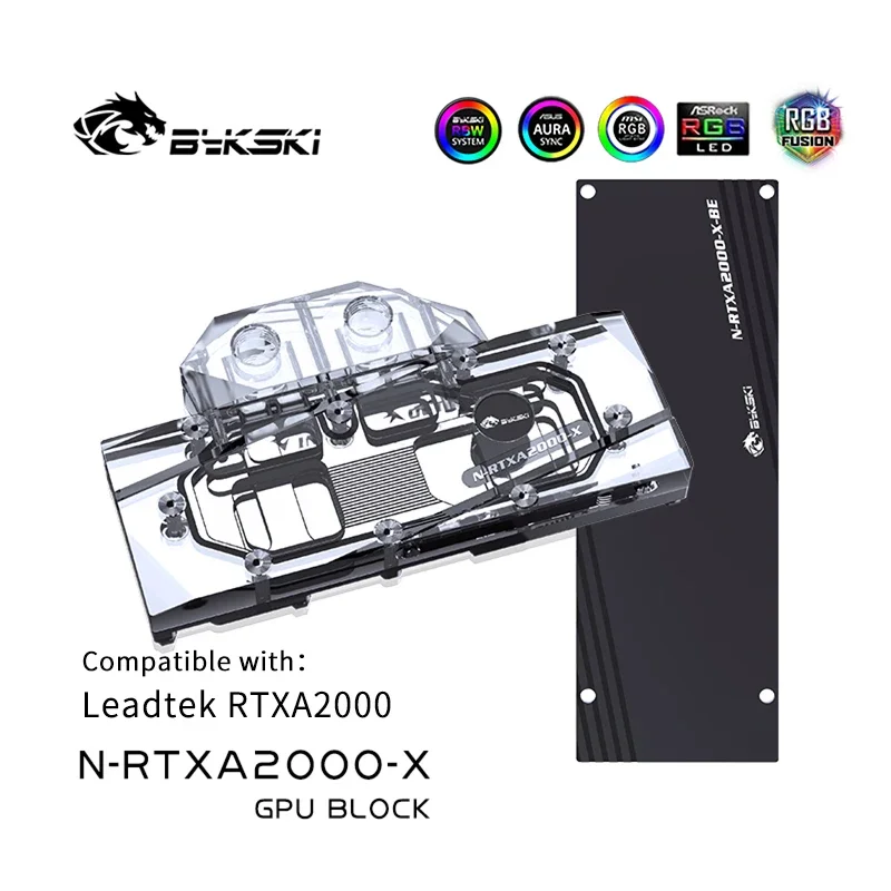 Bykski GPU Water Block For Leadtek RTXA2000 Graphics Card,VGA Copper Cooler Radiator, With Plate 5V/12V RGB SYNC N-RTXA2000-X