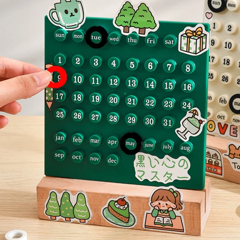 Creative Time Perd'interface ual Table Calendar, Manual Desk Calendario, Home Decoration, 3 Ring Date Record Gift Set