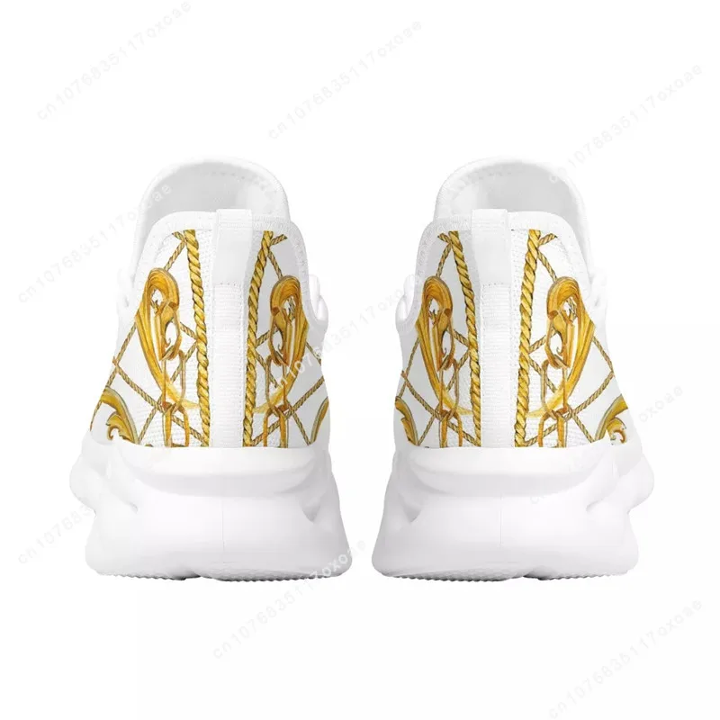 Luxury Golden Floral Women Hot Sale Sneakers Soft Outdoor Sport Platform Couple Casual Flat Holiday Shoes Dropship