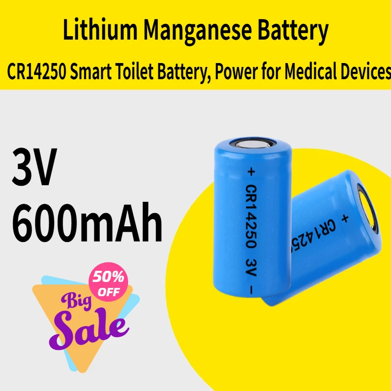 

3V 600mAh Lithium Manganese Battery CR14250 Smart Toilet Battery, Power for Medical Devices