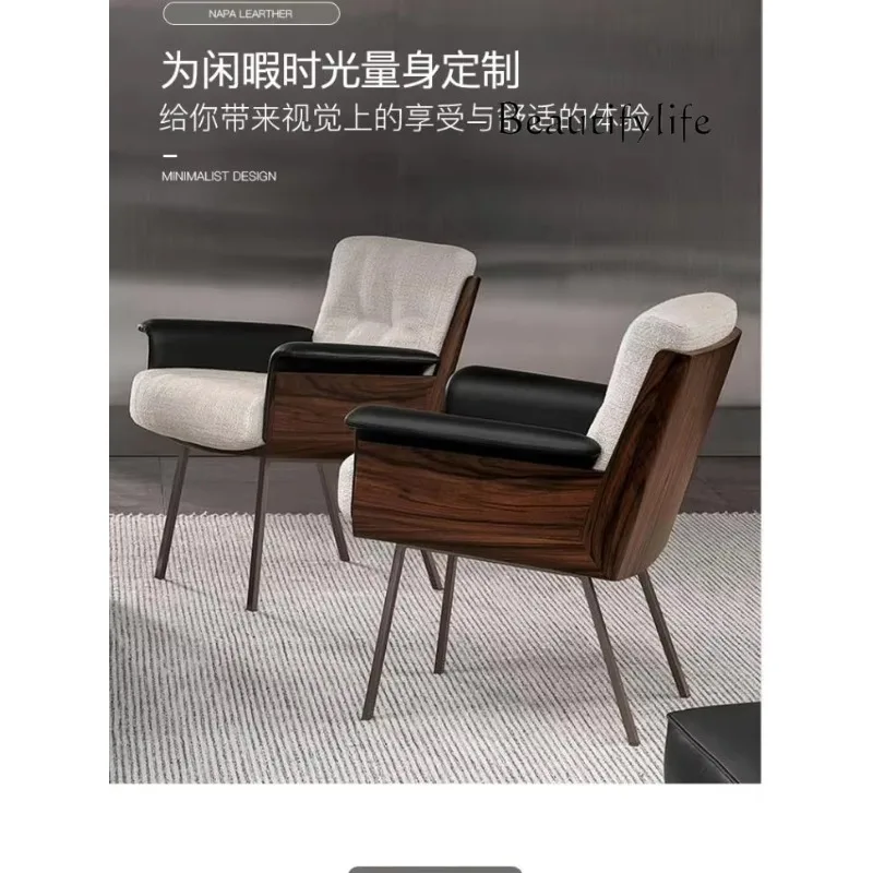 BJ Simple Light Luxury Desk Armrest Rotating Office Chair Italian Computer Chair Leather Boss Chair Modern