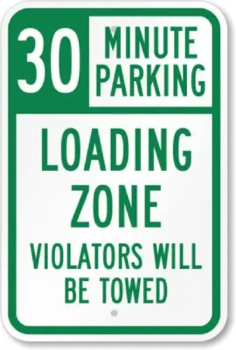 1p,30 Minute Parking  Weatherproof ; metal sign p000124