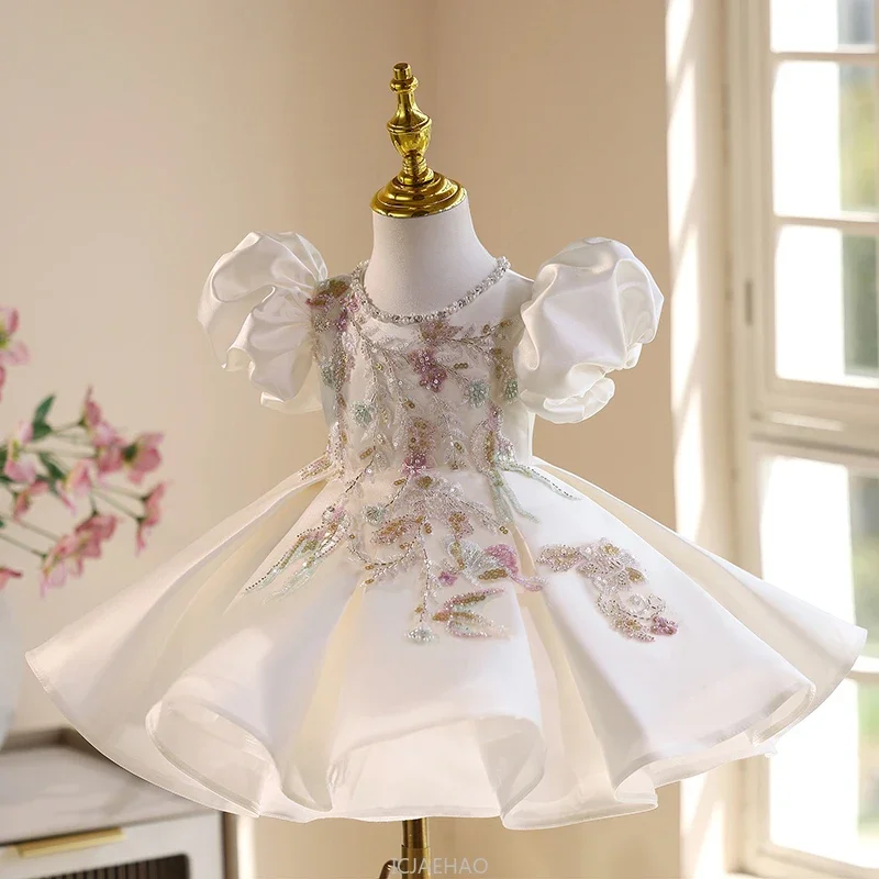 

New Year Dress For Girls Party Kids Princess Dresses Costumes Children Flower Wedding Gown Vestido Performance Birthday Outfits